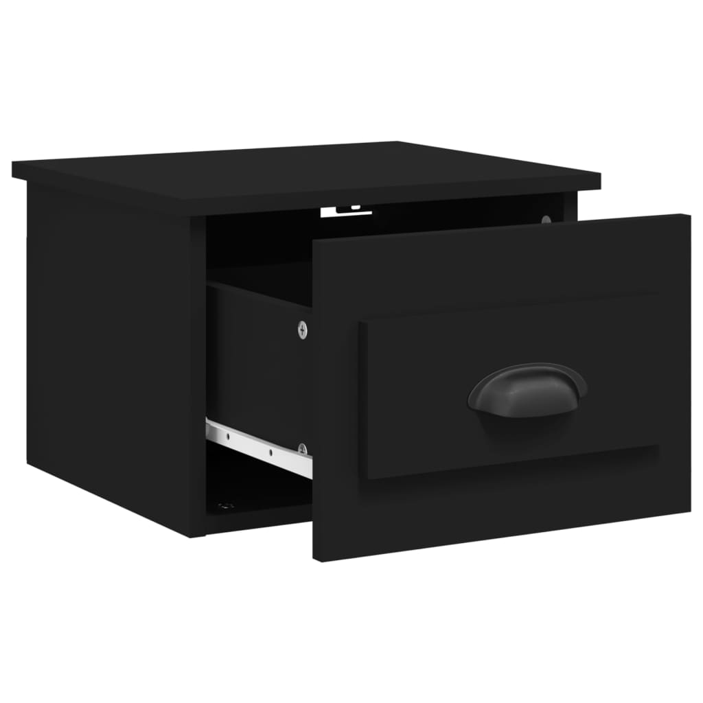Wall-mounted bedside tables 2 pcs 41.5x36x28 cm black