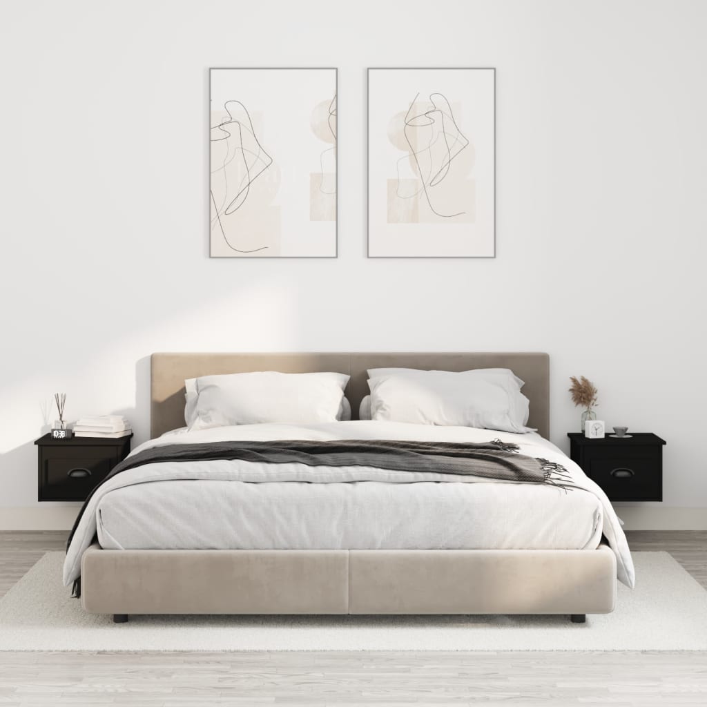 Wall-mounted bedside tables 2 pcs 41.5x36x28 cm black