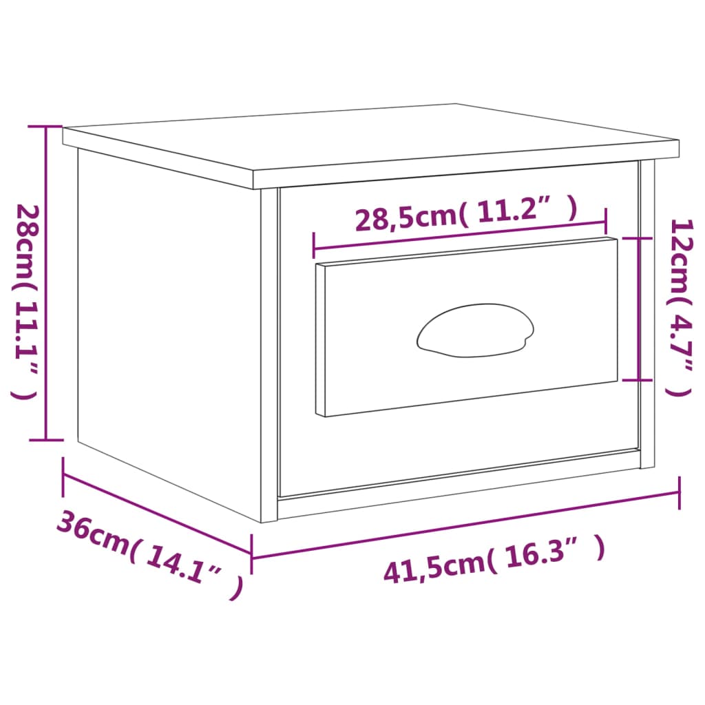Wall mounted bedside table 41.5x36x28 cm Sonoma oak