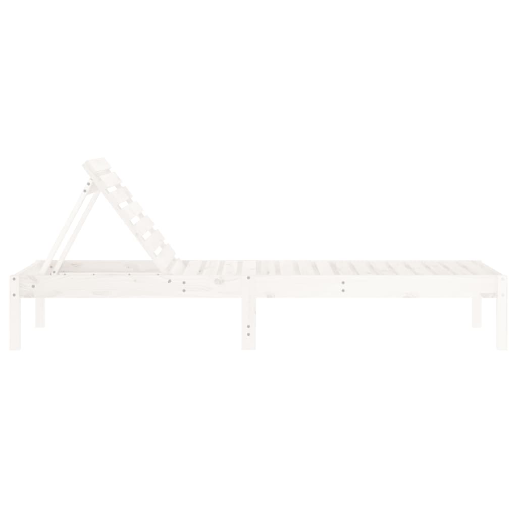 Sun lounger 199.5x60x74 cm solid pine wood white