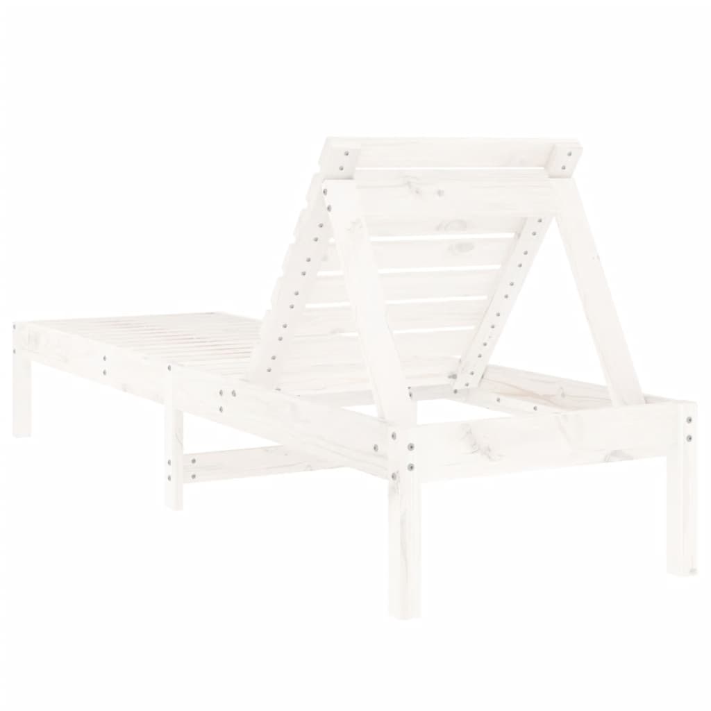Sun lounger 199.5x60x74 cm solid pine wood white