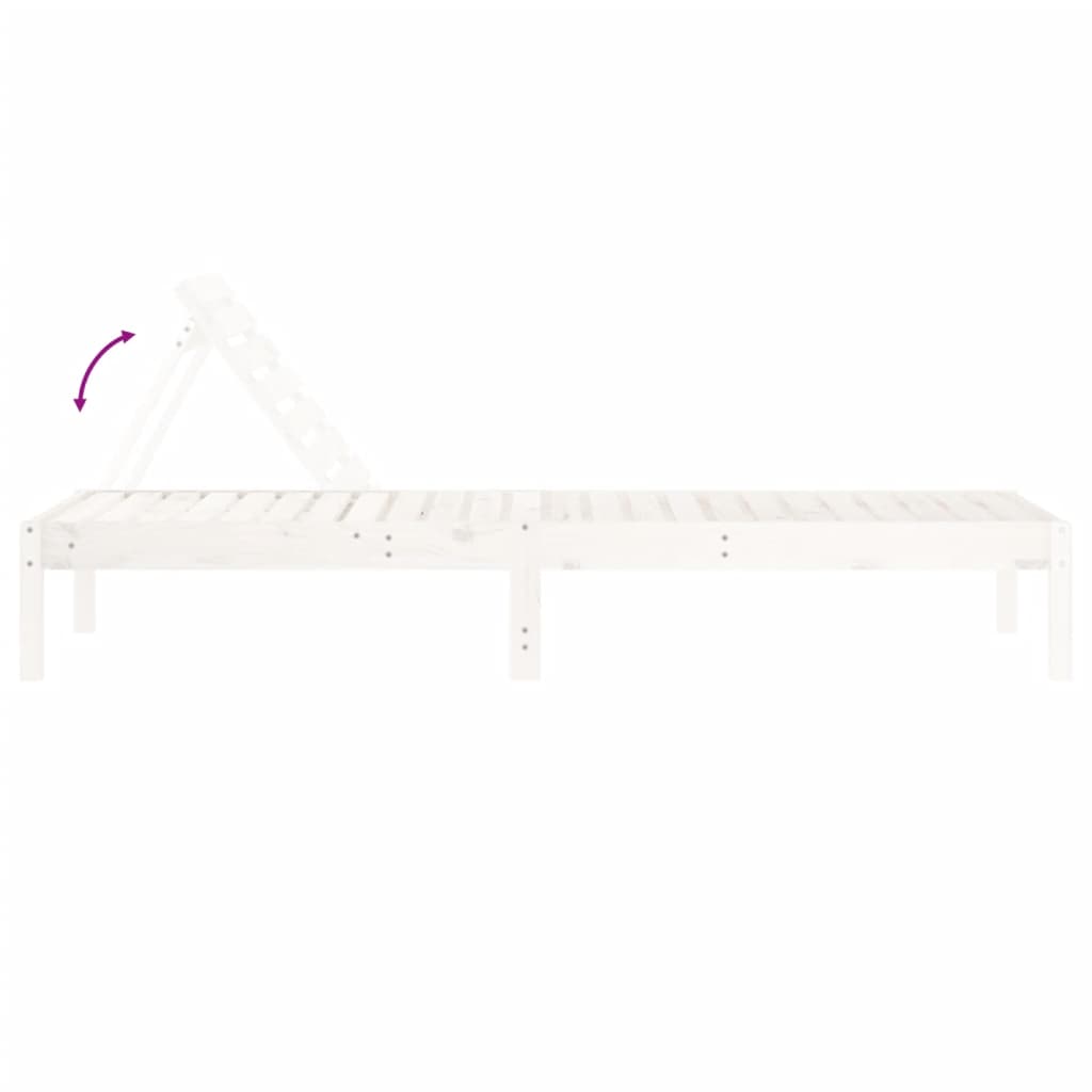 Sun lounger 199.5x60x74 cm solid pine wood white