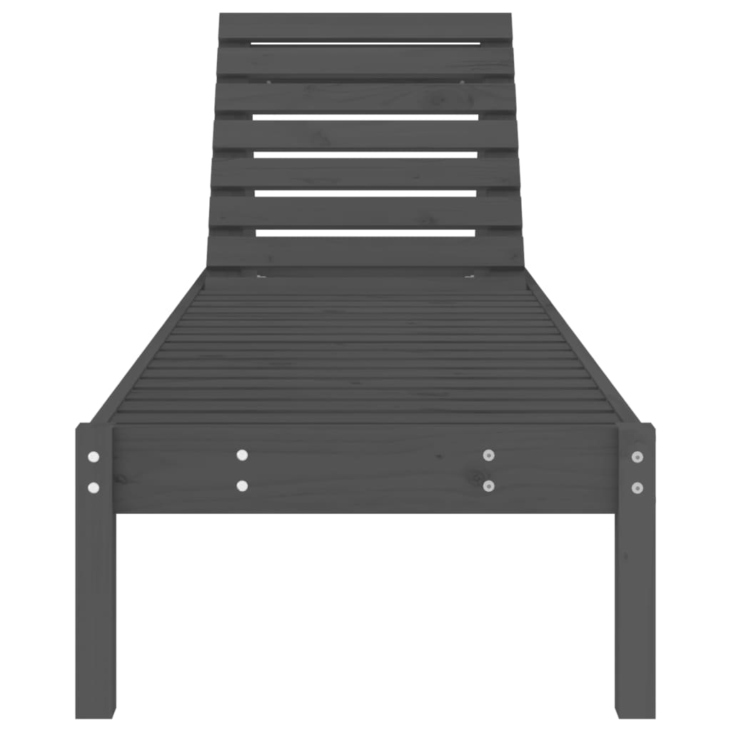 Sun lounger 199.5x60x74 cm solid pine wood grey