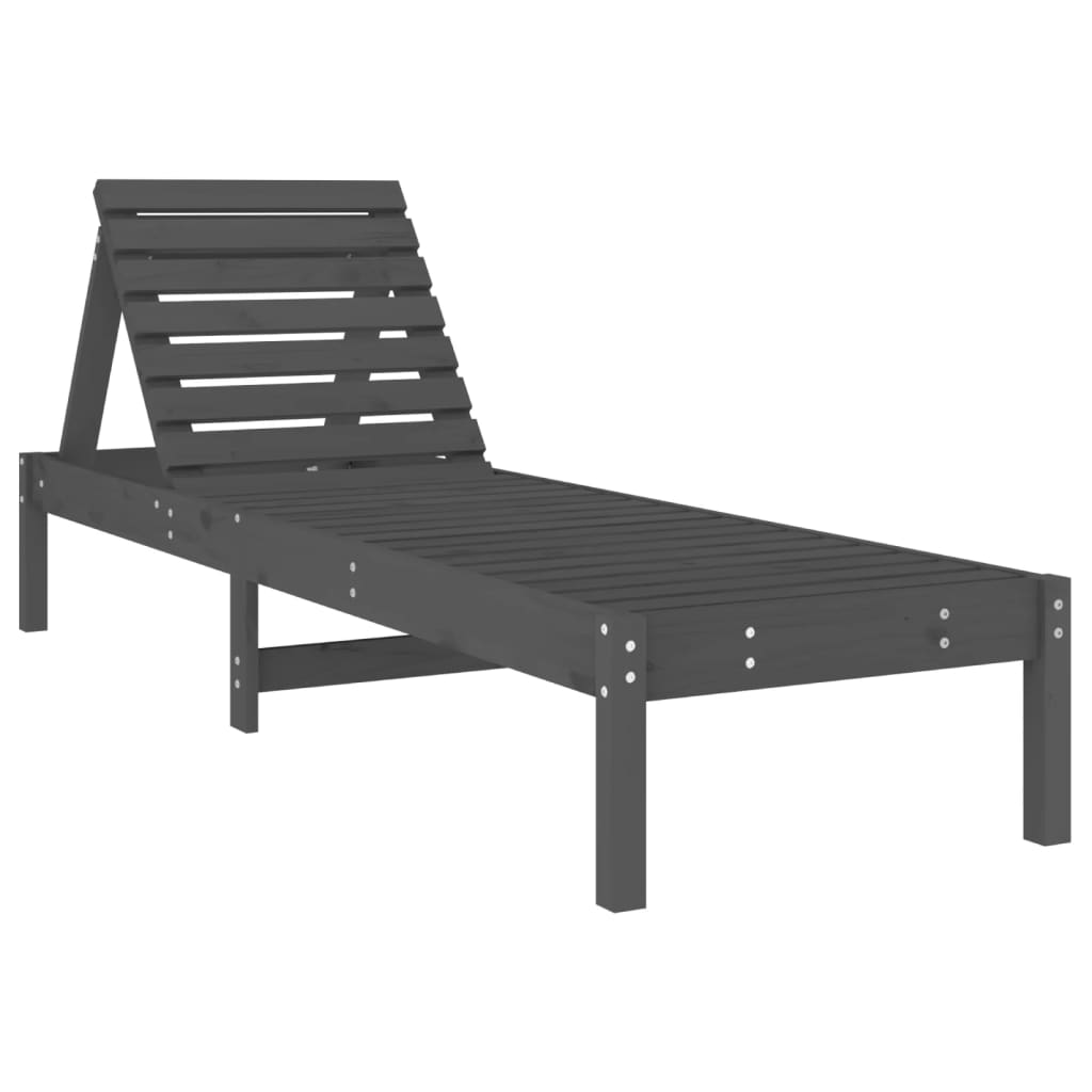 Sun loungers 2 pcs 199.5x60x74 cm solid pine grey