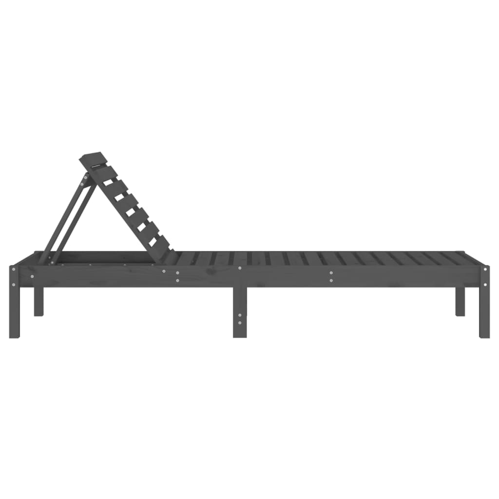 Sun loungers 2 pcs 199.5x60x74 cm solid pine grey