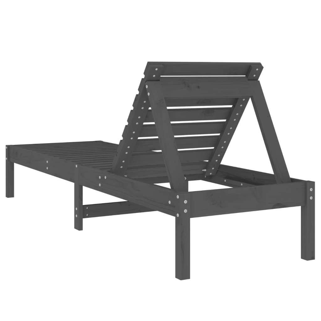 Sun loungers 2 pcs 199.5x60x74 cm solid pine grey