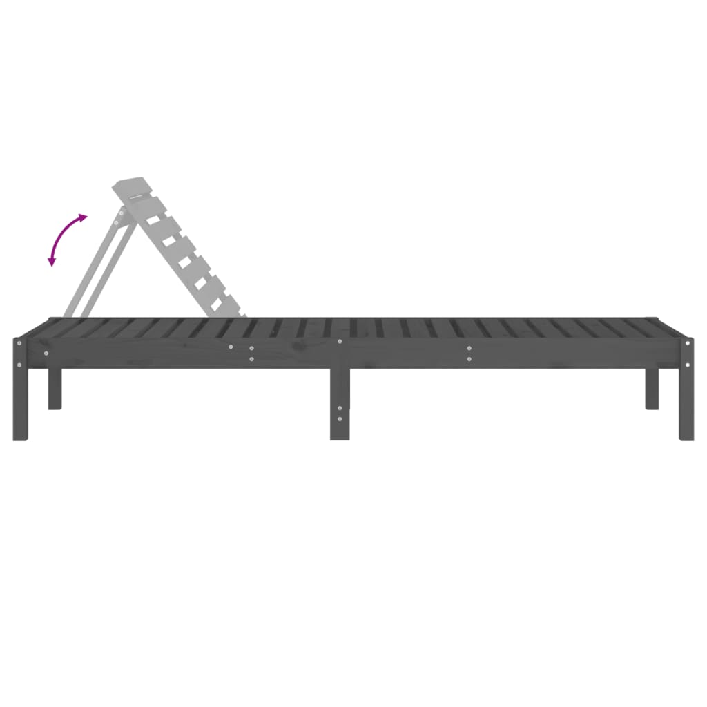 Sun loungers 2 pcs 199.5x60x74 cm solid pine grey