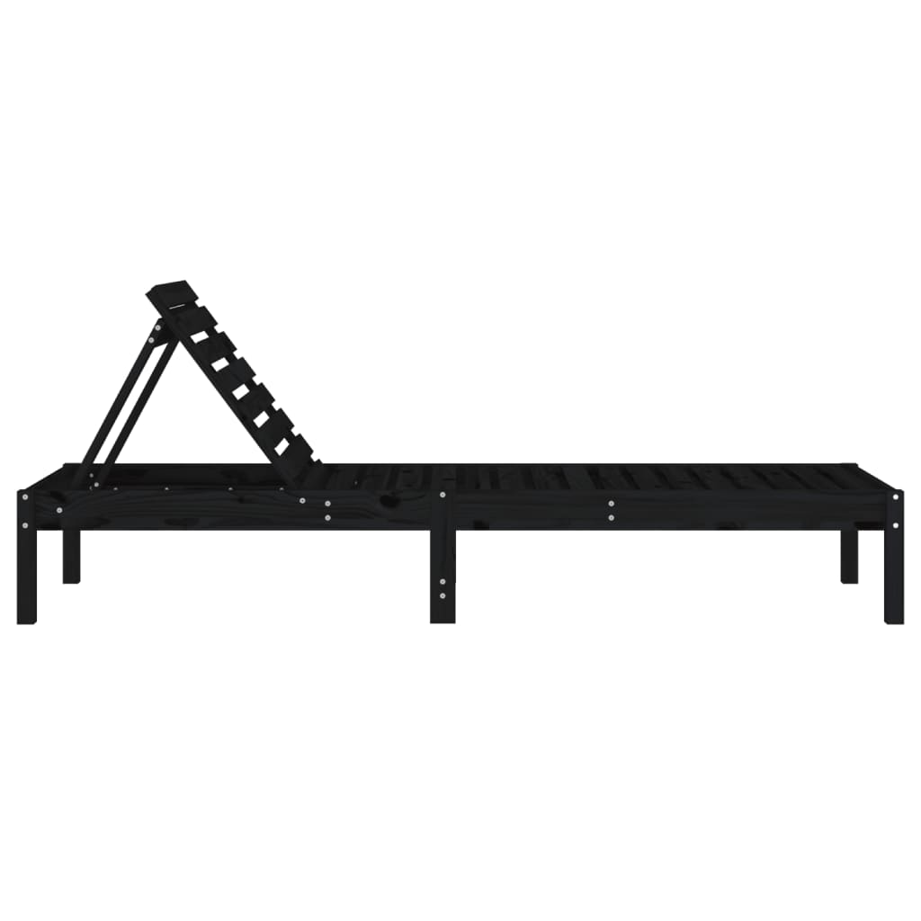 Sun loungers 2 pcs 199.5x60x74 cm solid pine black