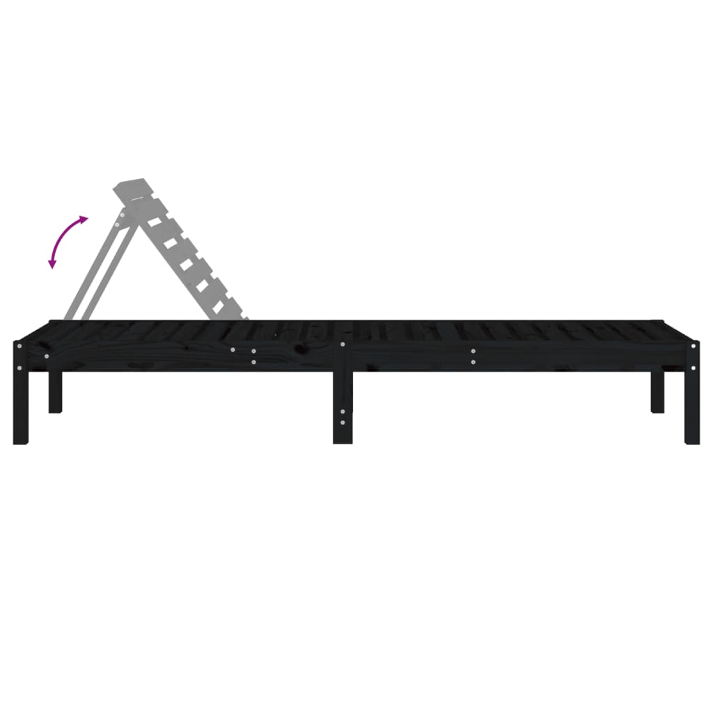 Sun loungers 2 pcs 199.5x60x74 cm solid pine black