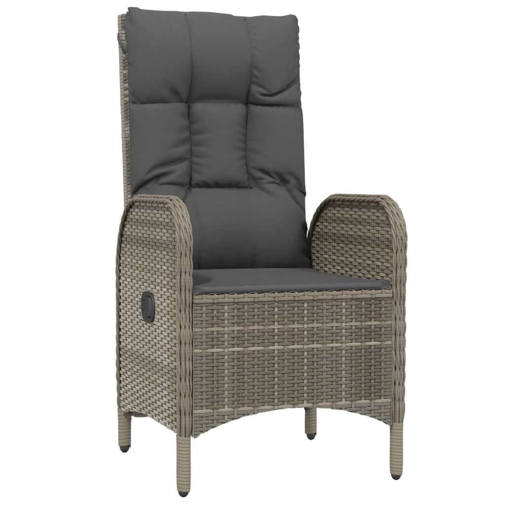 7 pcs conjunto jantar jardim c/ almofadões vime PE preto/cinza