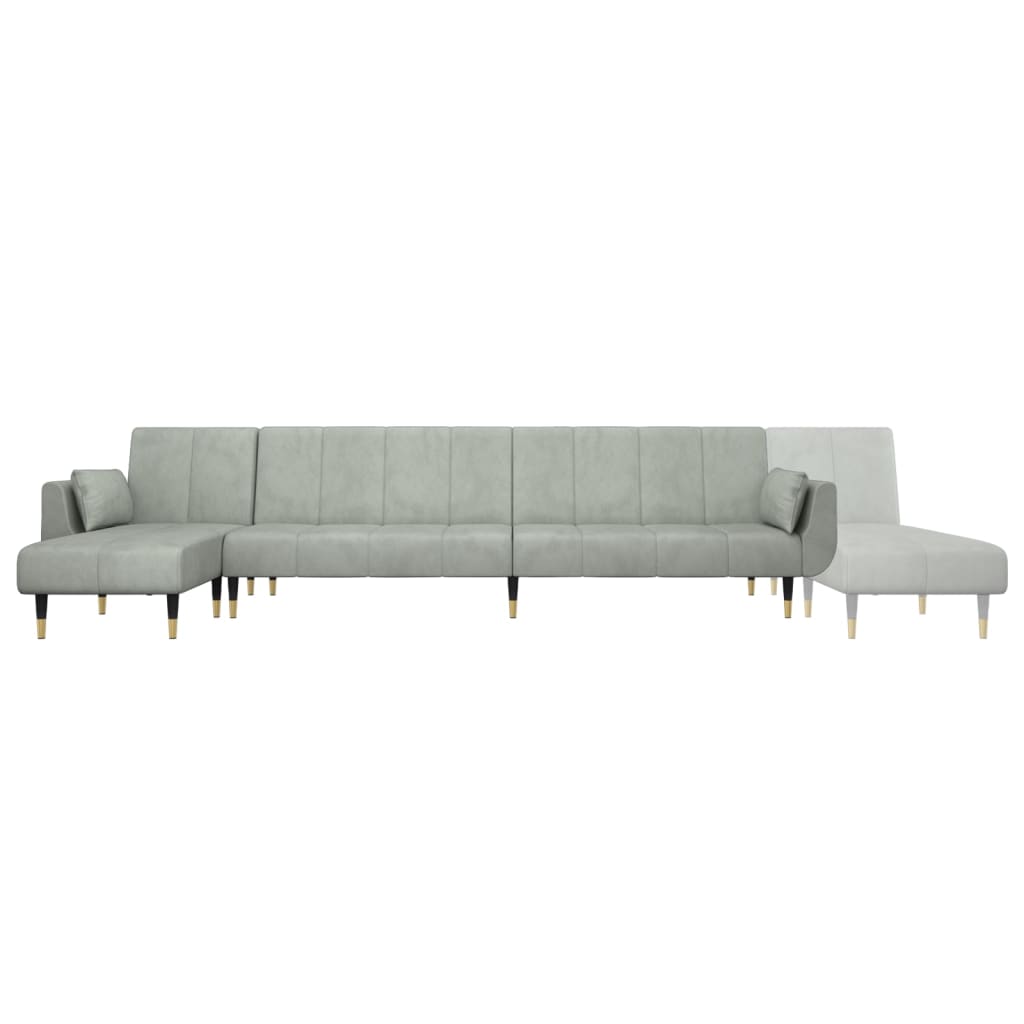 Sofá-cama em forma de L 275x140x70 cm veludo cinzento