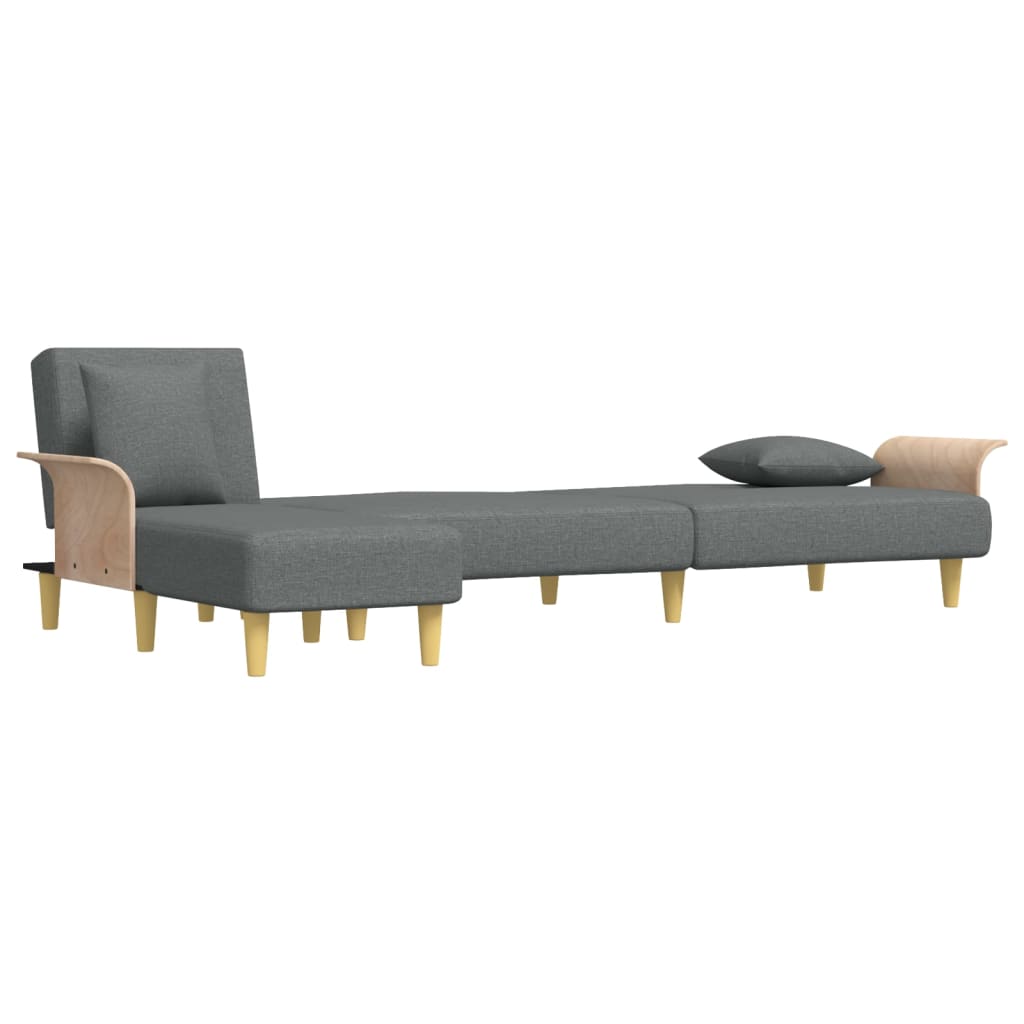 Sofá-cama em forma de L 279x140x70 cm tecido cinzento-escuro