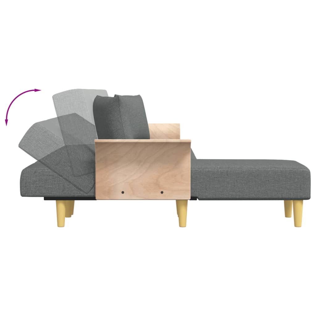 Sofá-cama em forma de L 279x140x70 cm tecido cinzento-escuro