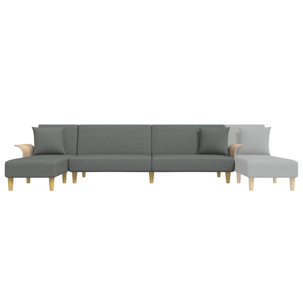 Sofá-cama em forma de L 279x140x70 cm tecido cinzento-escuro