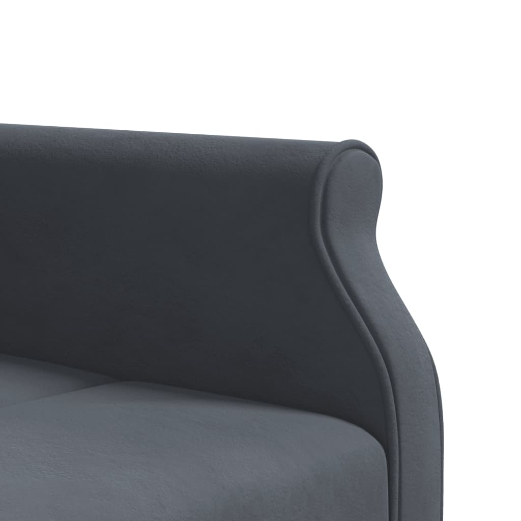 Sofá-cama em forma de L 271x140x70 cm veludo cinzento-escuro