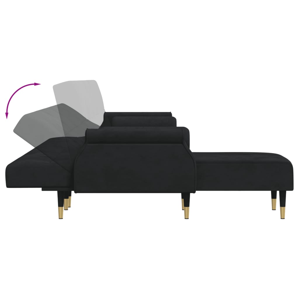 Sofá-cama em forma de L 271x140x70 cm veludo preto