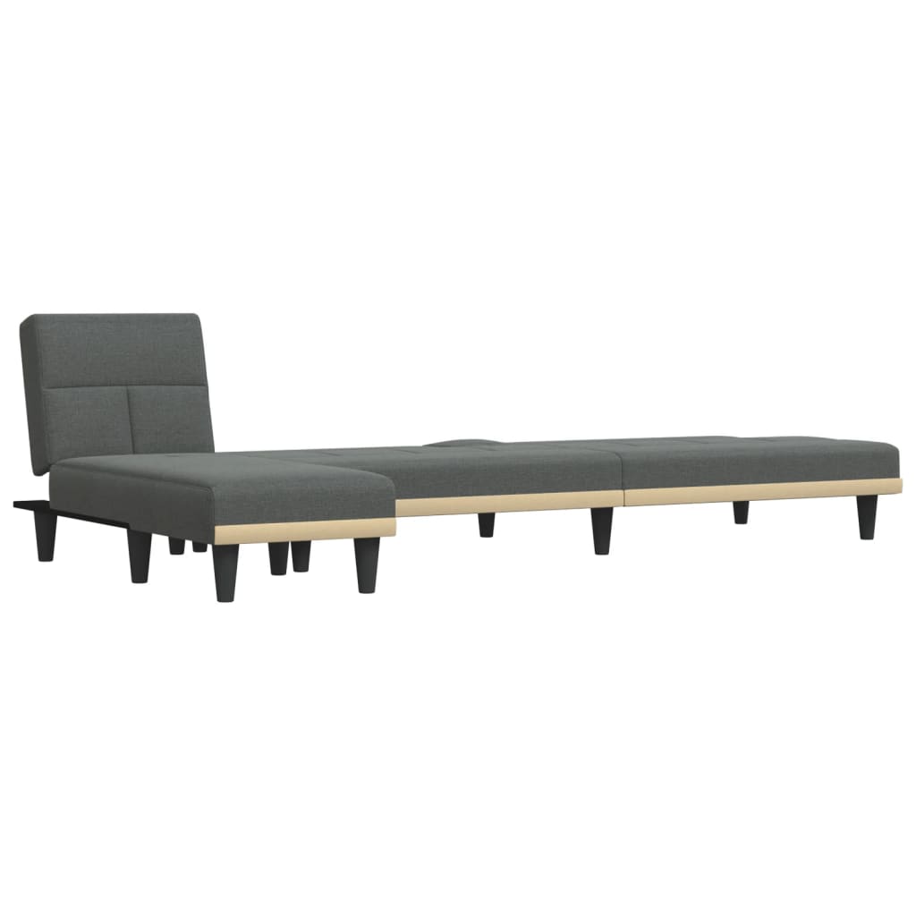 Sofá-cama em forma de L 255x140x70 cm tecido cinzento-escuro