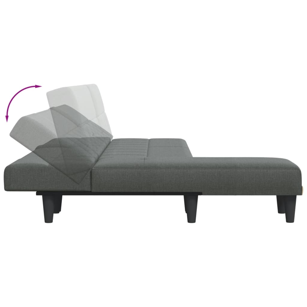 Sofá-cama em forma de L 255x140x70 cm tecido cinzento-escuro