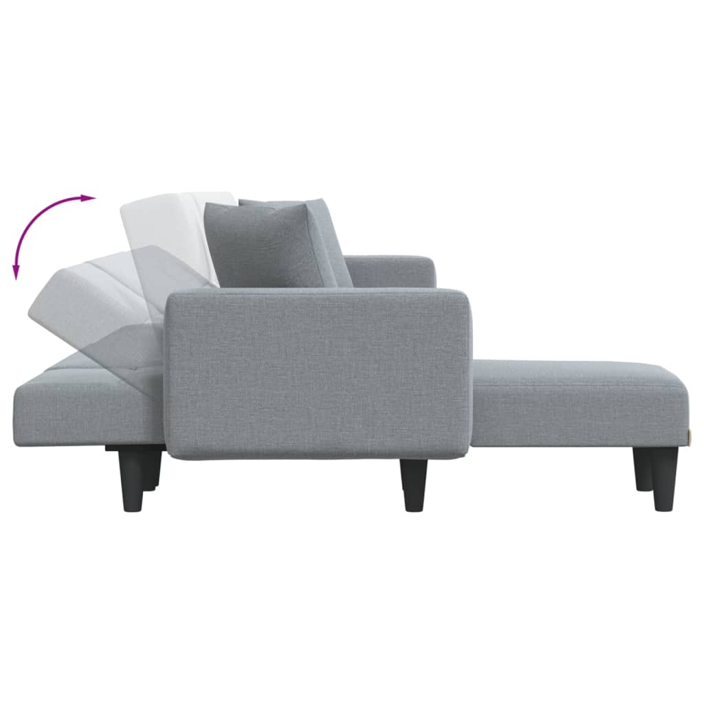 Sofá-cama em forma de L 275x140x70 cm tecido cinzento-claro