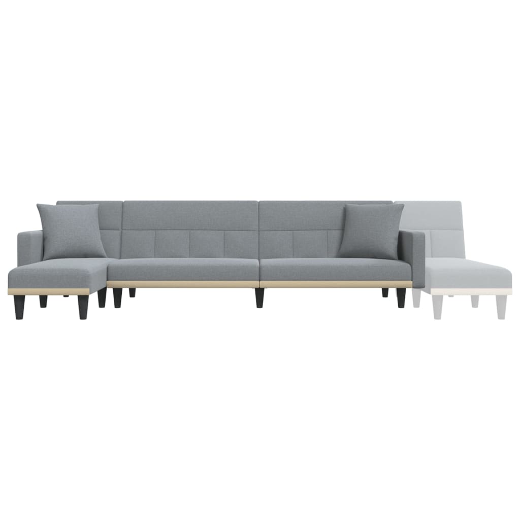 Sofá-cama em forma de L 275x140x70 cm tecido cinzento-claro