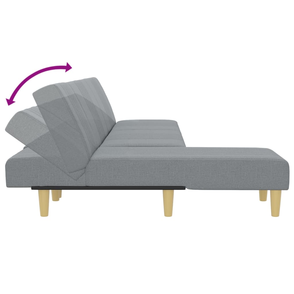 Sofá-cama em forma de L 255x140x70 cm tecido cinzento-claro
