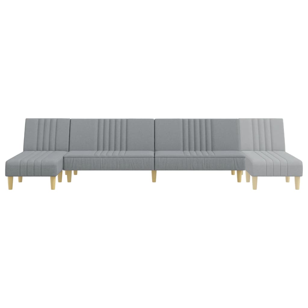 Sofá-cama em forma de L 255x140x70 cm tecido cinzento-claro