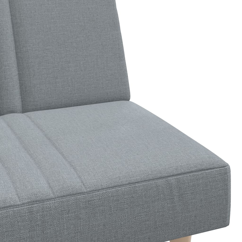 Sofá-cama em forma de L 255x140x70 cm tecido cinzento-claro