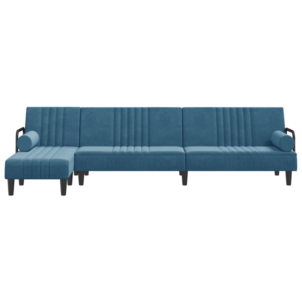 Sofá-cama em forma de L 260x140x70 cm veludo azul