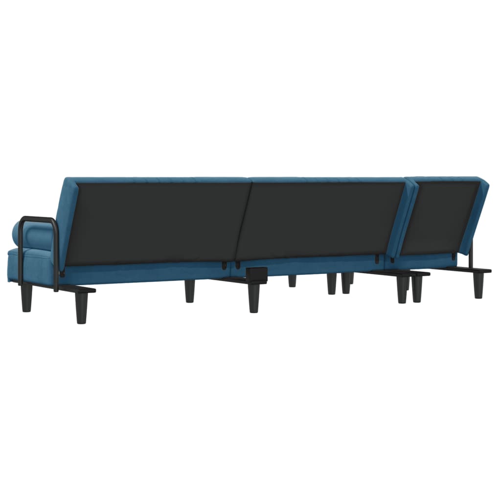 Sofá-cama em forma de L 260x140x70 cm veludo azul