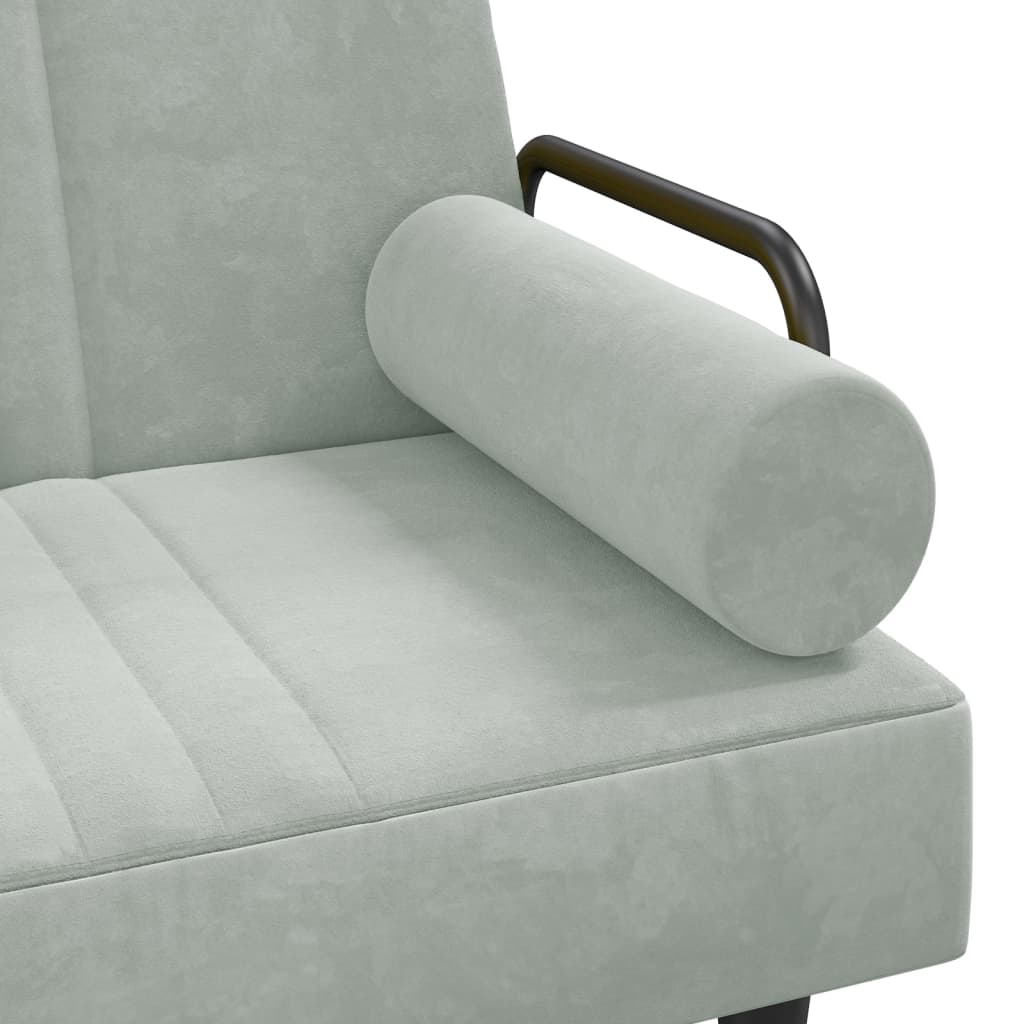 Sofá-cama em forma de L 260x140x70 cm veludo cinzento-claro