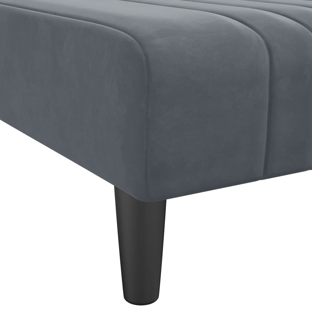 Sofá-cama em forma de L 260x140x70 cm veludo cinzento-escuro
