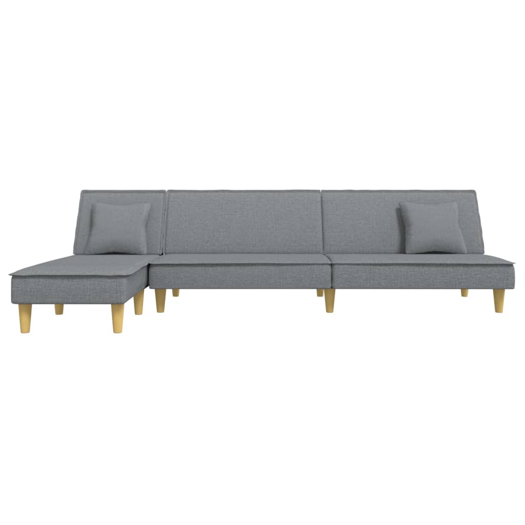 L-shaped sofa bed 255x140x70 cm light grey fabric