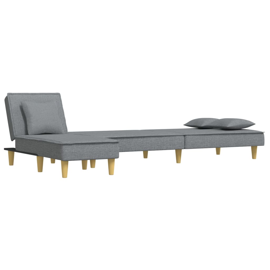L-shaped sofa bed 255x140x70 cm light grey fabric