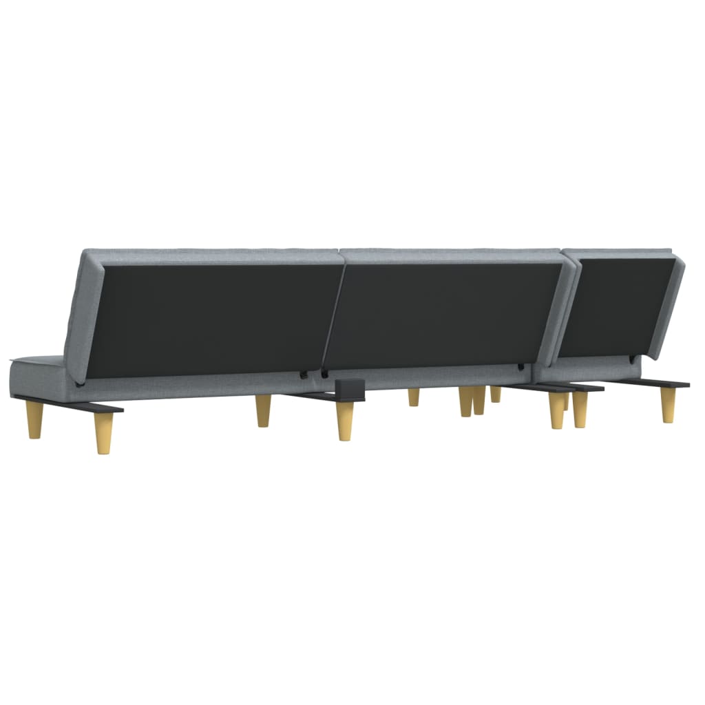 L-shaped sofa bed 255x140x70 cm light grey fabric