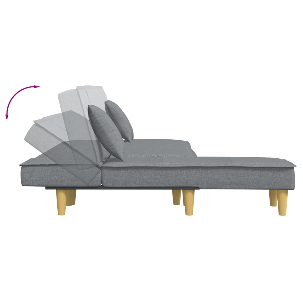 L-shaped sofa bed 255x140x70 cm light grey fabric