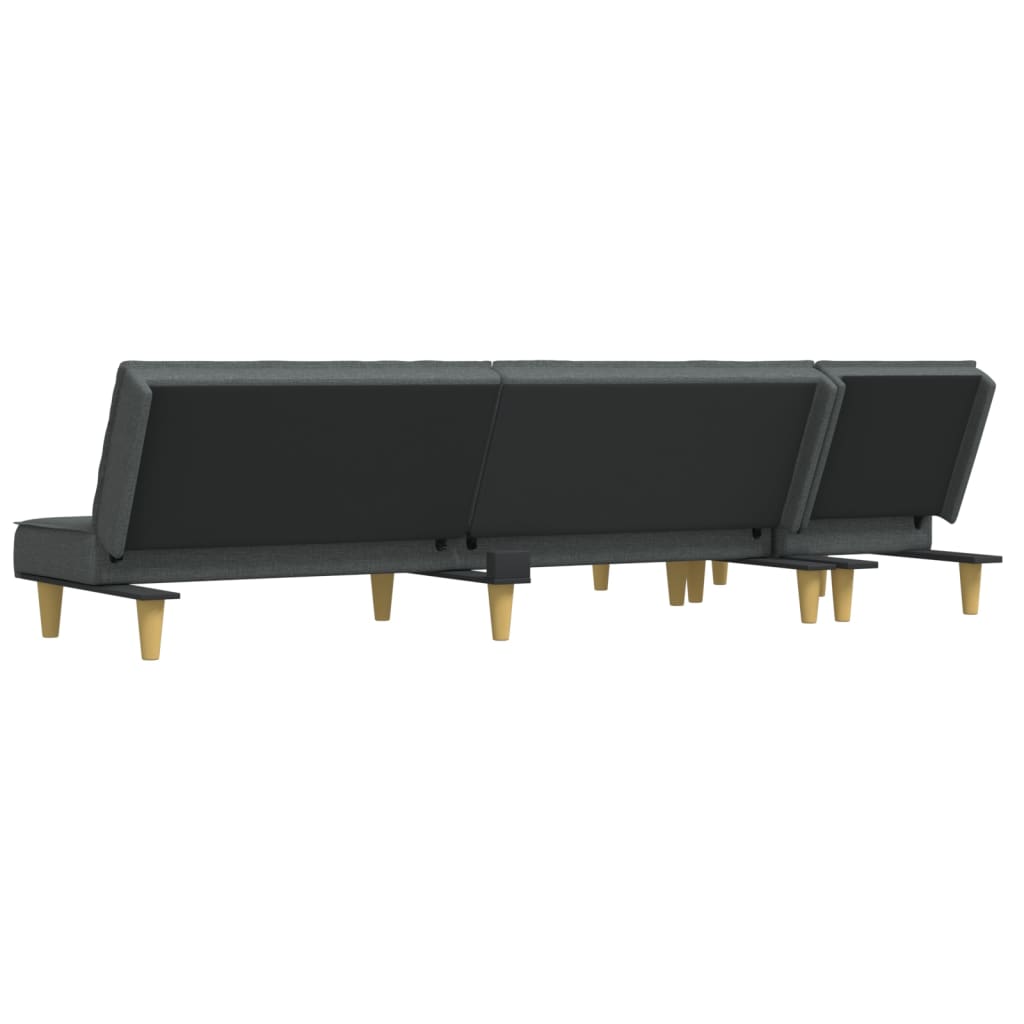 Sofá-cama em forma de L 255x140x70 cm tecido cinzento-escuro