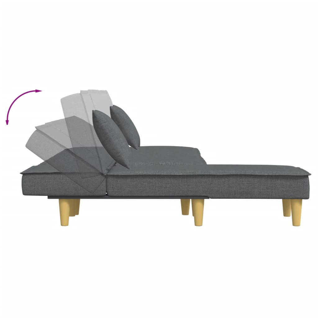 Sofá-cama em forma de L 255x140x70 cm tecido cinzento-escuro