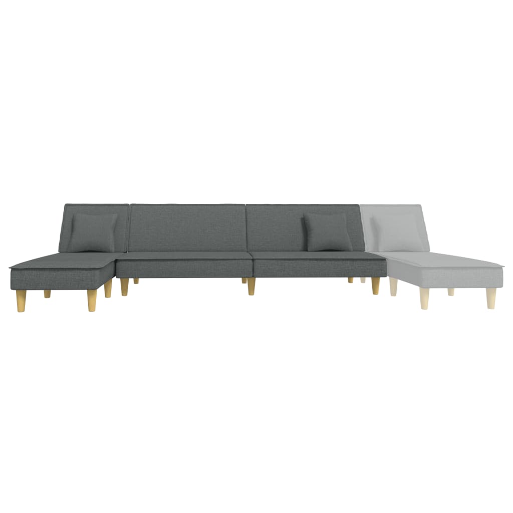Sofá-cama em forma de L 255x140x70 cm tecido cinzento-escuro