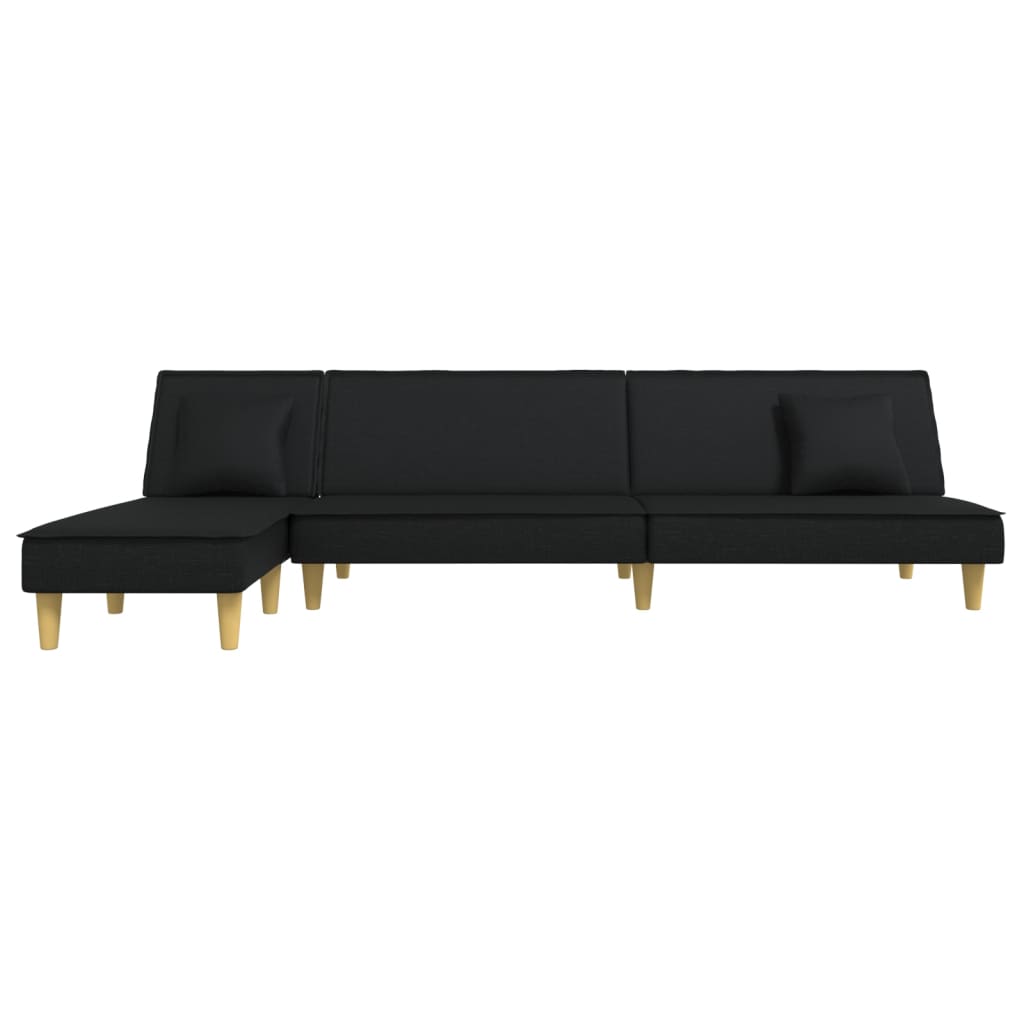 Sofá-cama em forma de L 279x140x70 cm tecido preto