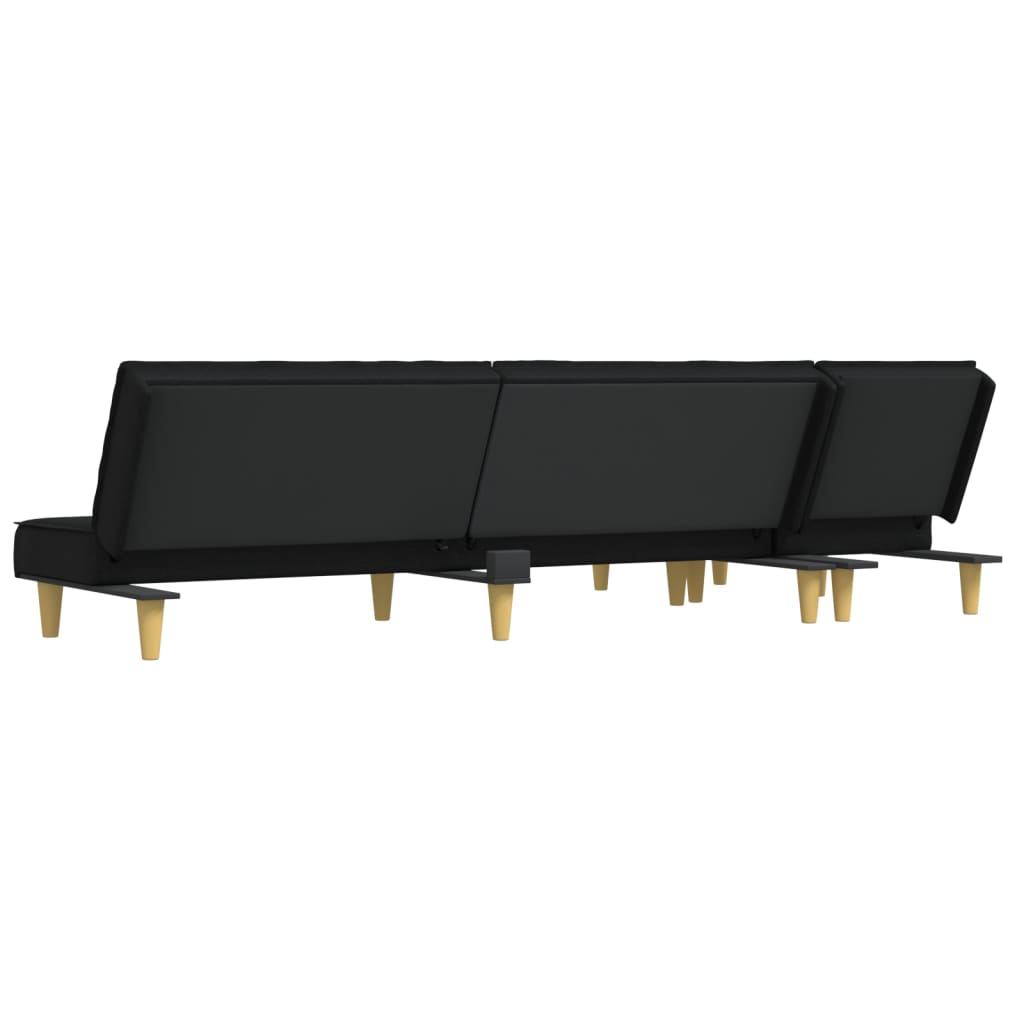 Sofá-cama em forma de L 279x140x70 cm tecido preto