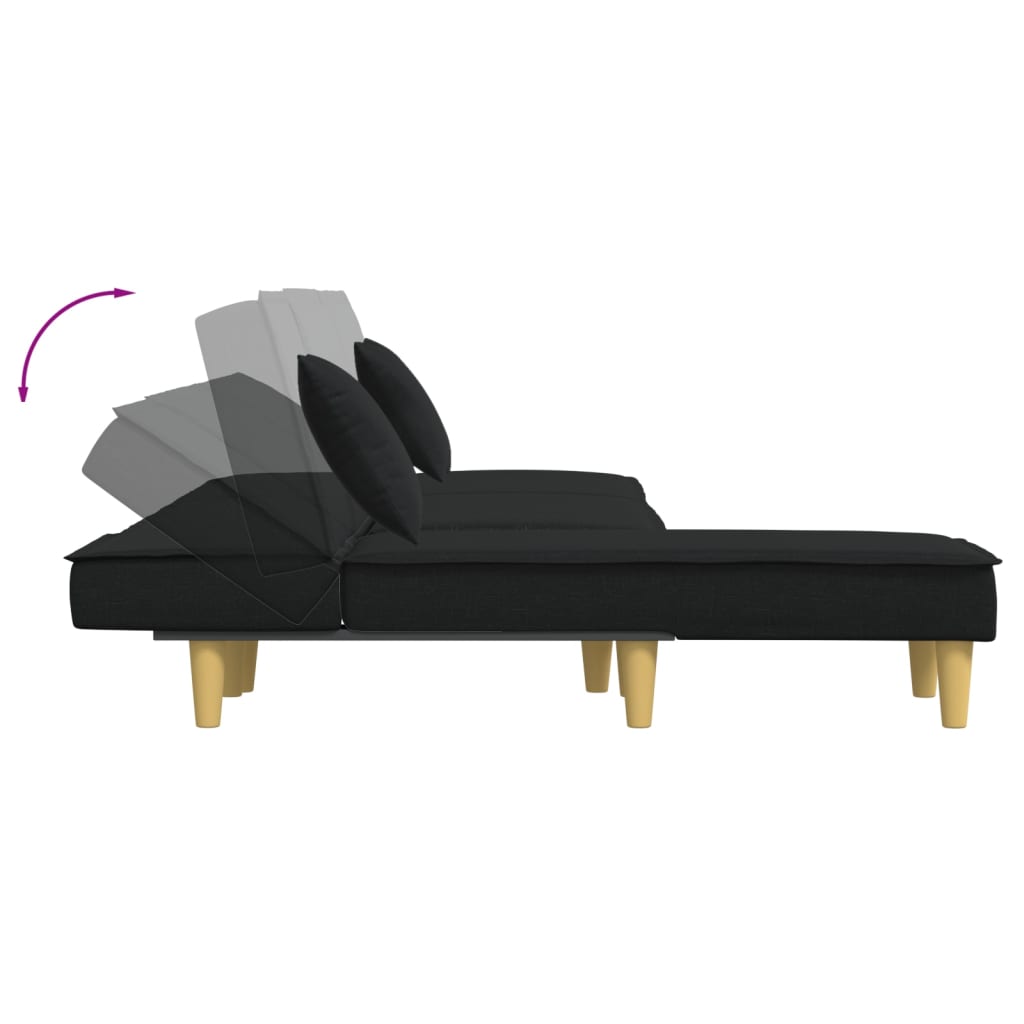 Sofá-cama em forma de L 279x140x70 cm tecido preto