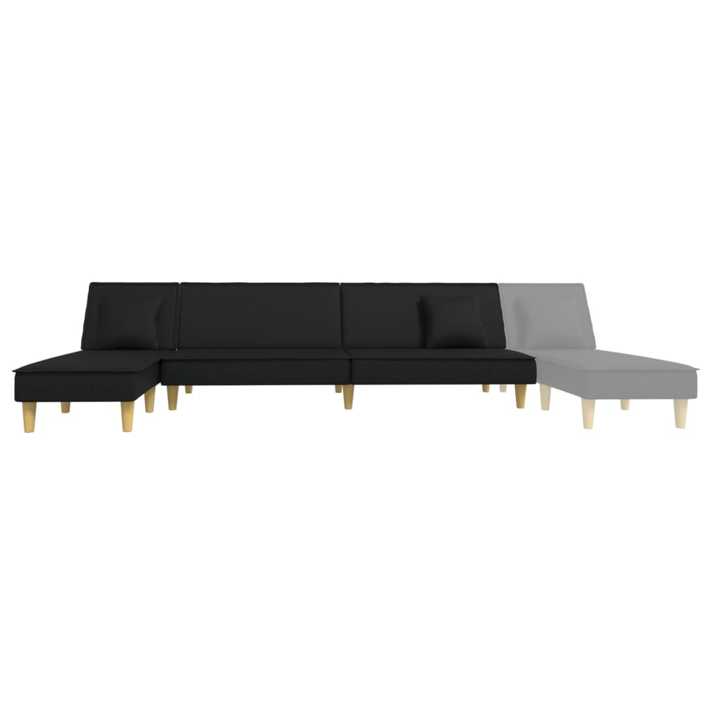 Sofá-cama em forma de L 279x140x70 cm tecido preto