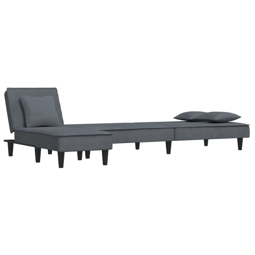 L-shaped sofa bed 255x140x70 cm dark grey velvet