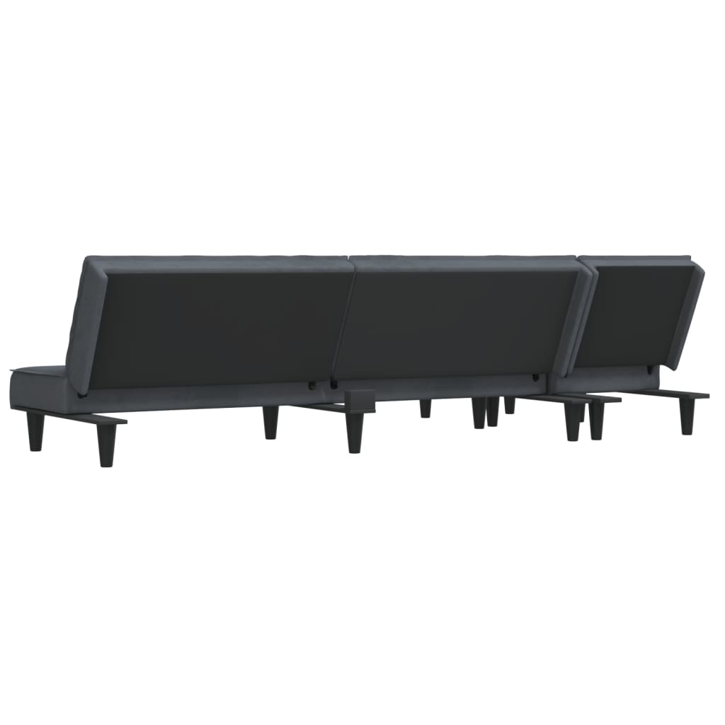 L-shaped sofa bed 255x140x70 cm dark grey velvet