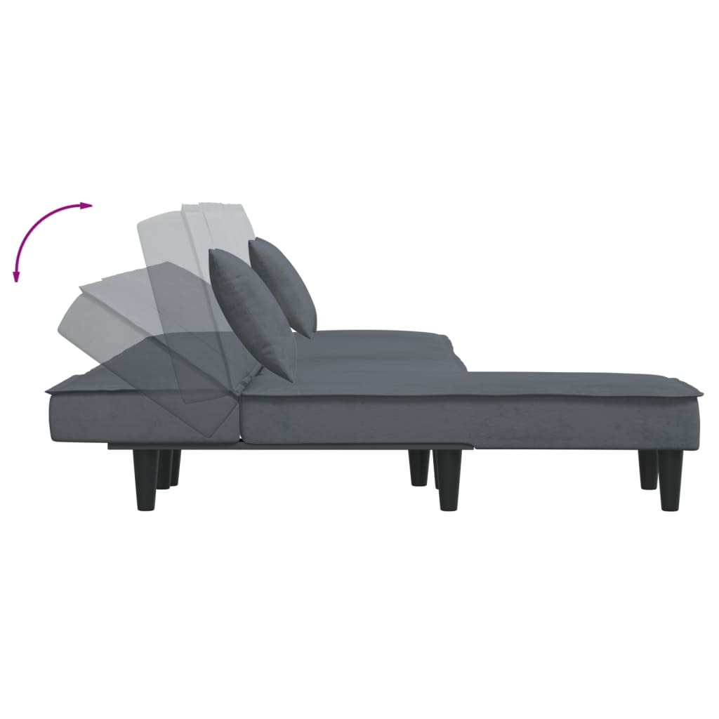 L-shaped sofa bed 255x140x70 cm dark grey velvet