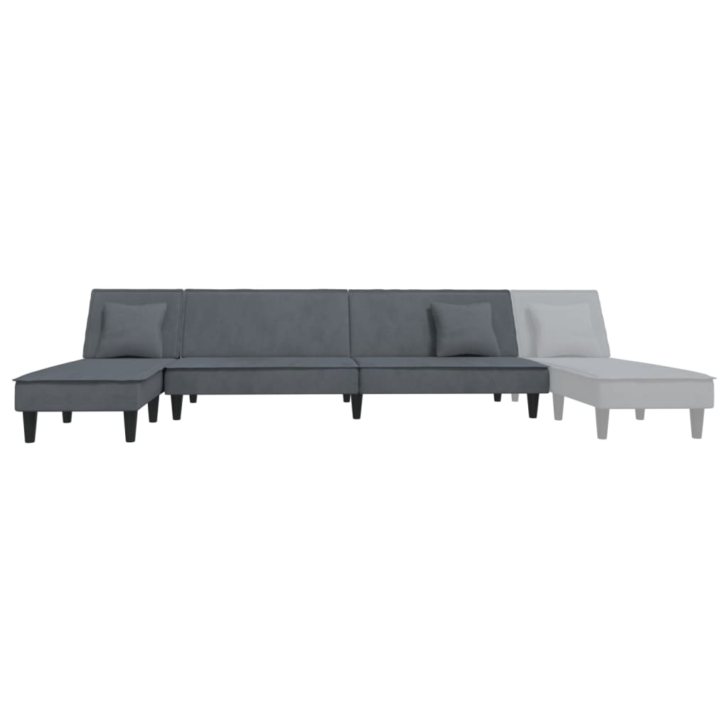 L-shaped sofa bed 255x140x70 cm dark grey velvet