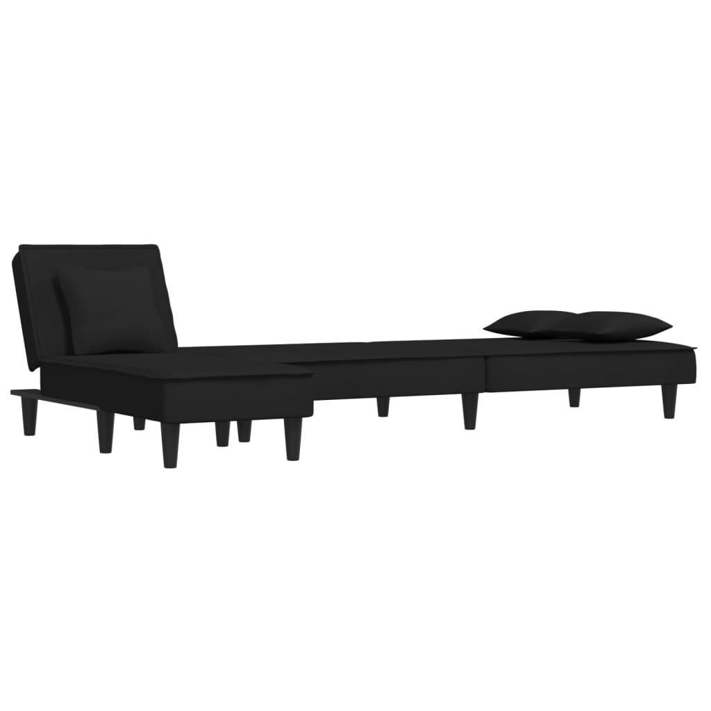 Sofá-cama em forma de L 255x140x70 cm veludo preto