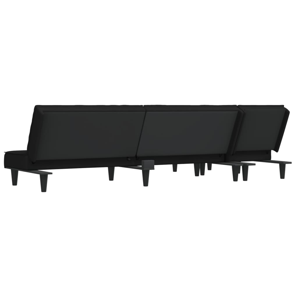 Sofá-cama em forma de L 255x140x70 cm veludo preto