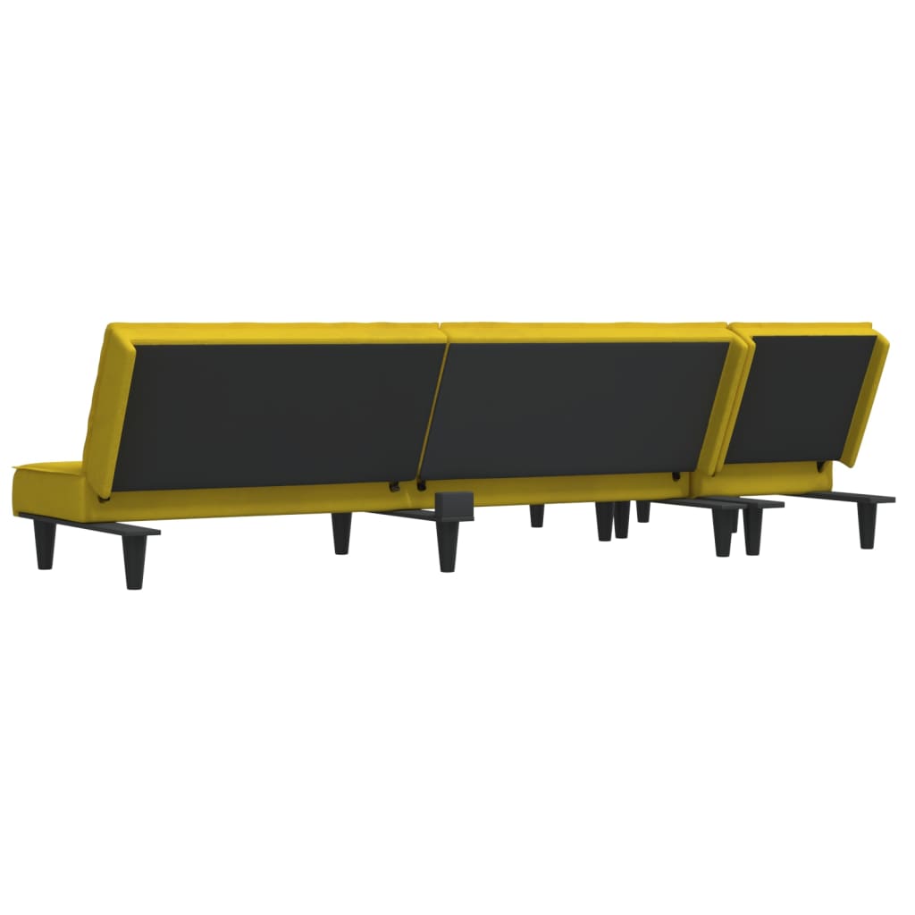Sofá-cama em forma de L 255x140x70 cm veludo amarelo