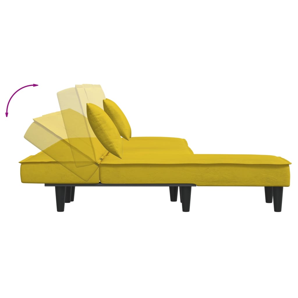 Sofá-cama em forma de L 255x140x70 cm veludo amarelo